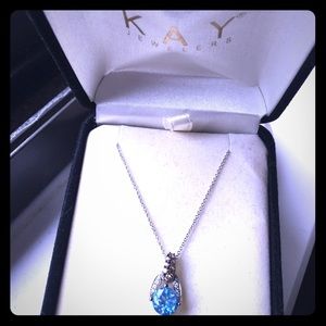 Levian blue topaz diamond necklace