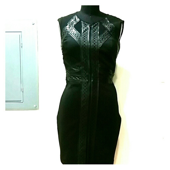 Bebe black mesh and leather dress 4 party fun