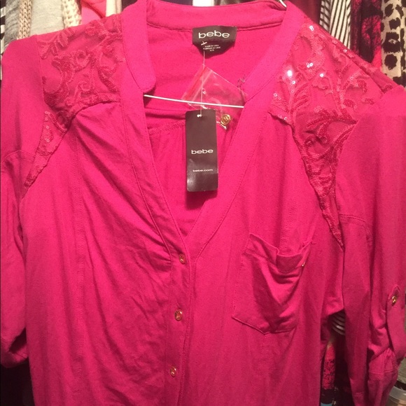 Fuchsia Annie Sequin Yoke Shirt