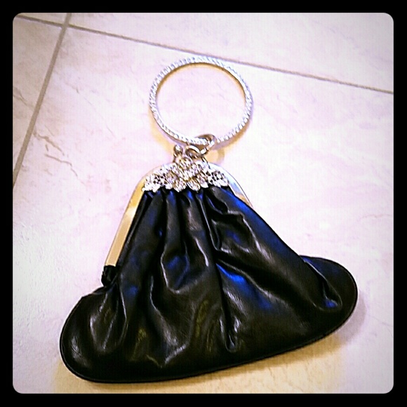 Black pleather wristlet