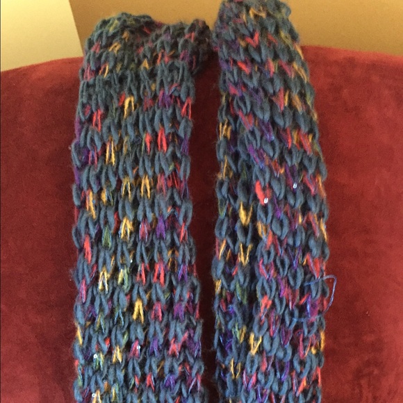 Blue Knit infinity scarf.