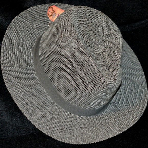 Mudd Accessories - Womens mens straw fedora gray with band NWT