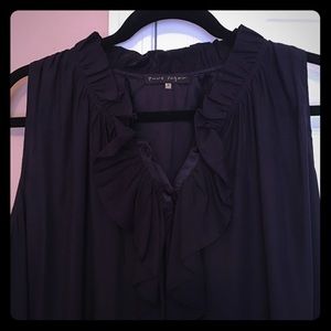 Silk ruffle sleeveless tunic