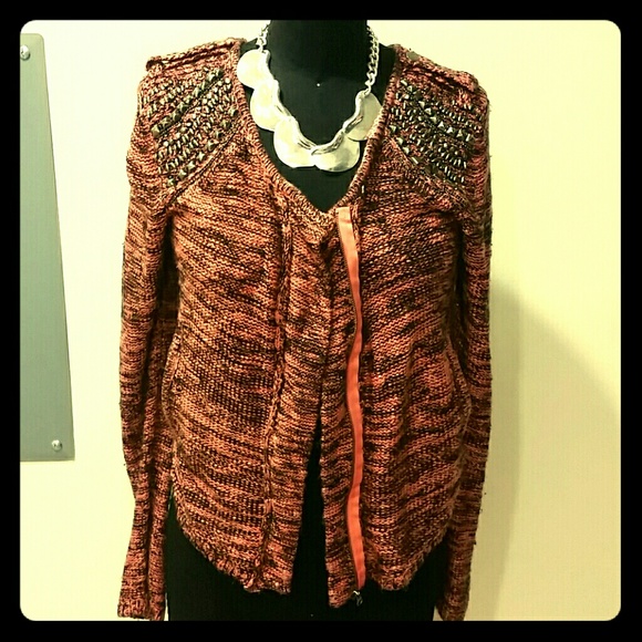 ASTR Orange and black studded sweater