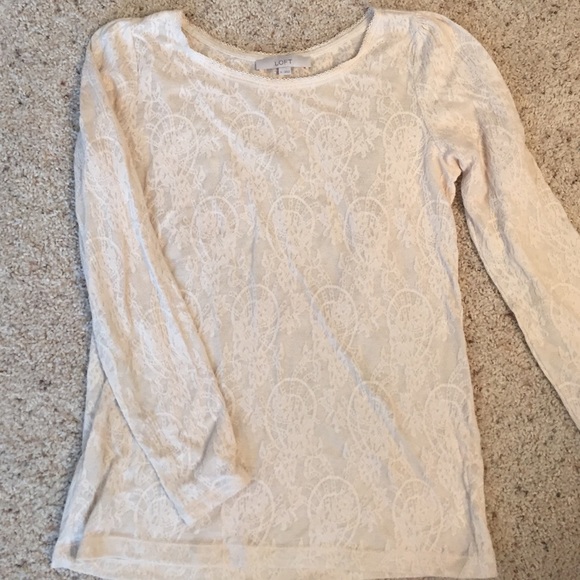 Loft medium long sleeve cream lacy shirt.