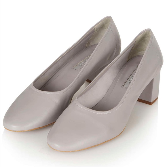 TOPSHOP Grey Juno Soft Ballet Shoe Mid Heel