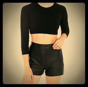 American apparel high waist leather shorts