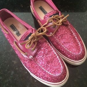 Pink glitter sperry top siders
