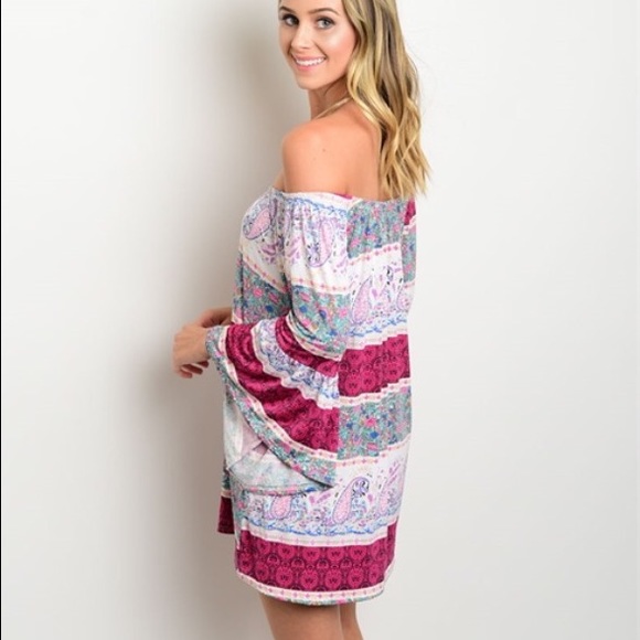 Printed Off the Shoulder Dress - Picture 3 of 3