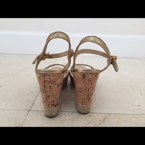 Prada Shoes - Prada Gold Glitter Cork Wedge Sandals Prada Shoes - Prada Gold Glitter Cork Wedge Sandals
