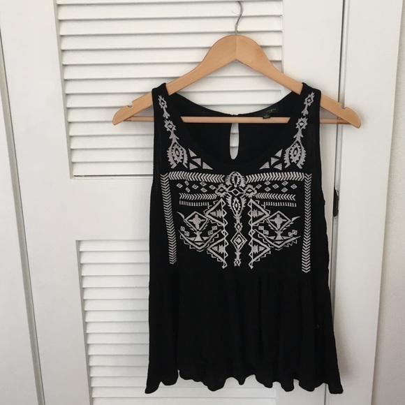 Black Embroidered Tank