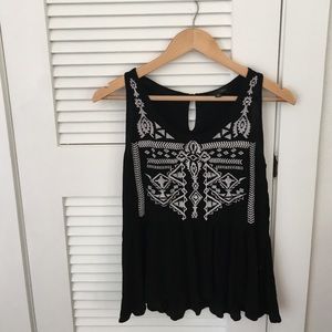 Black Embroidered Tank