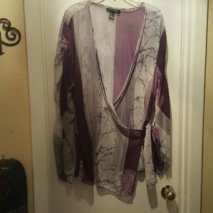 Sheer wrap blouse with side tie