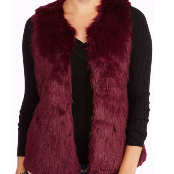 Burgundy fur vest