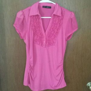 *SALE*Cute pink ruffled v-neck blouse