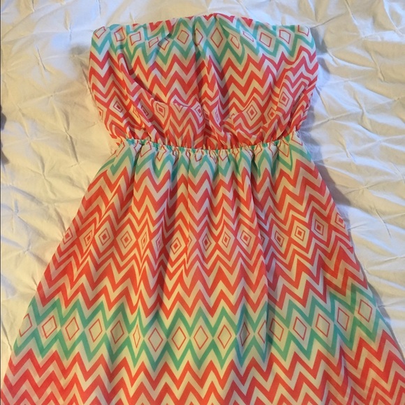 Mint/pink/cream chevron dress