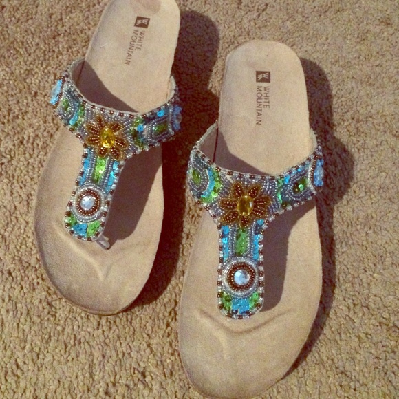 white mountain sequin sandals