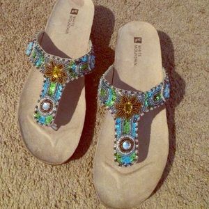 White mountain beaded sequin sandal