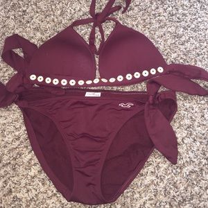 Hollister Burgundy Bikini Set Size Small Padded