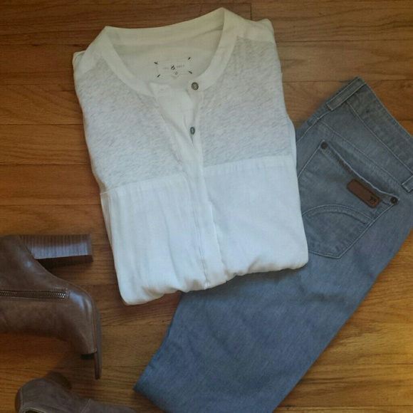 Lou & Grey Tops - Lou & Grey Mixed Media Blouse Tunic Top