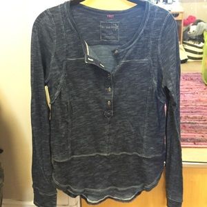 Long sleeved blue Henley