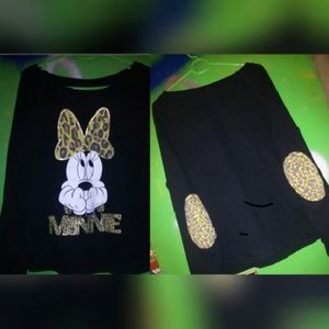 Cheetah print & Gold Minnie Mouse Sweater