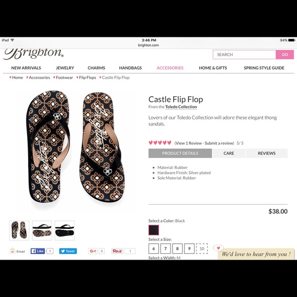 Brighton black castle flip flops