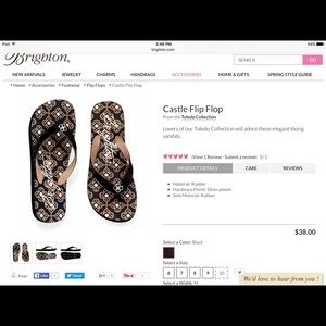 Brighton black castle flip flops