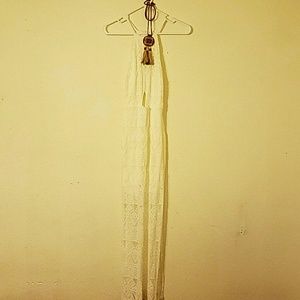 Lace halter top keyhole dress