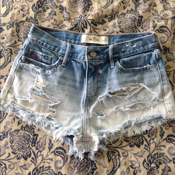 High-waisted destroyed denim shorts