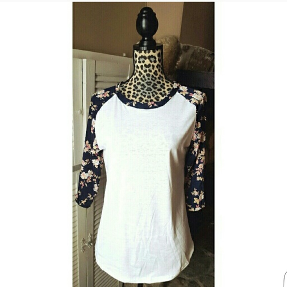 ⚡1HR SALE⚡Floral sleeve baseball style t-shirt - Picture 2 of 3