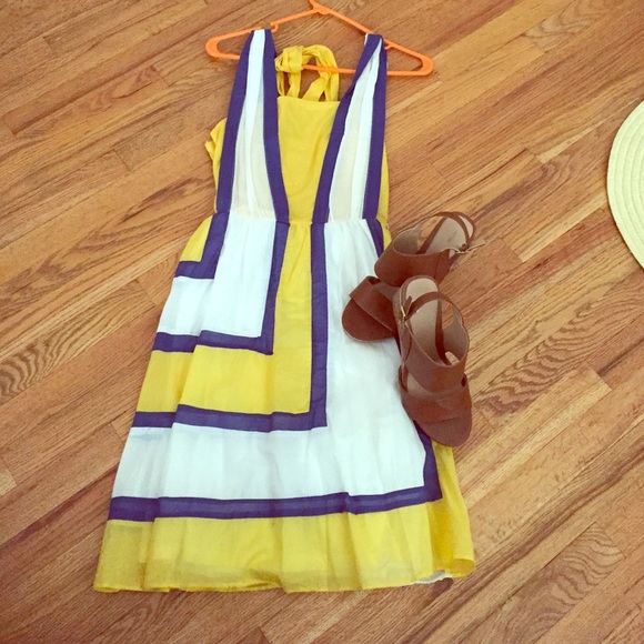 Blue white and yellow dress