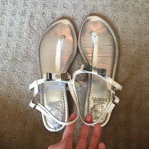 Vince Camuto white and silver bow sandal