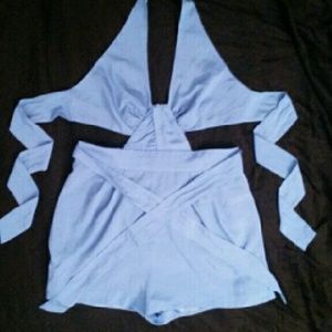 Bebe baby blue halter romper