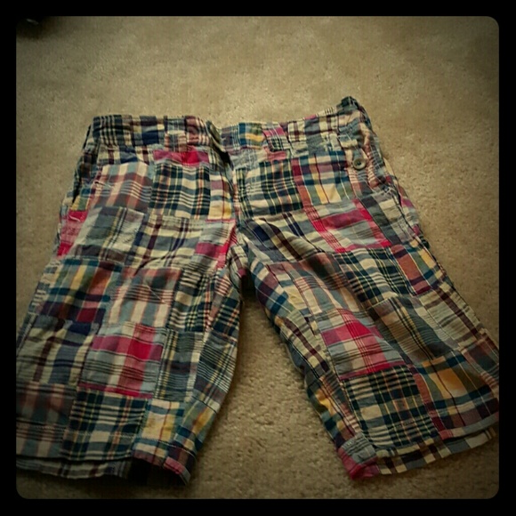 Plaid knee length shorts
