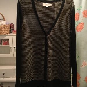 Metallic Gold and Black LOFT cardigan