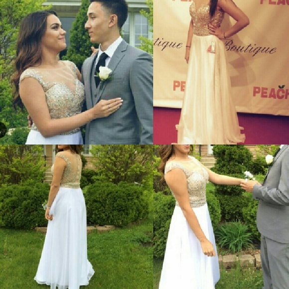 Peaches Gold and Silver Prom Dress