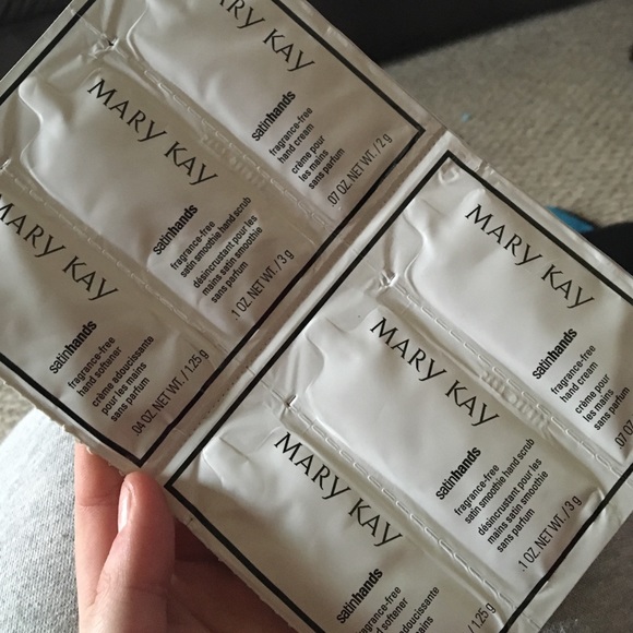 Satin hands, lipstick, eyeshadow samples