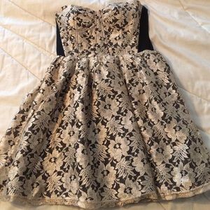 Formal champagne floral sleeveless dress