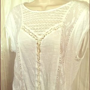 Free people open back lacy shirt