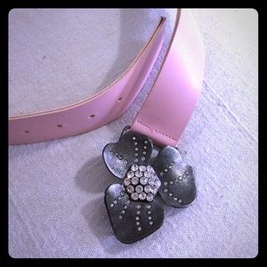Beautiful Vintage look Flower Buckle Pink Belt Gem