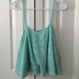 LA Hearts Teal Lace Crop Top