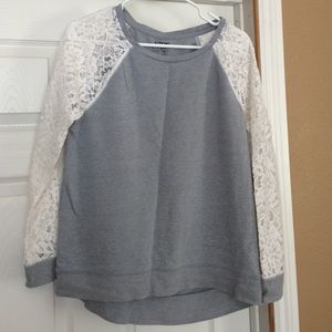 Lace sleeved sweatshirt
