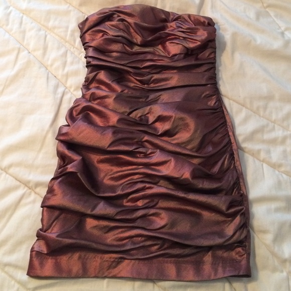 Sleeveless copper red dress formal