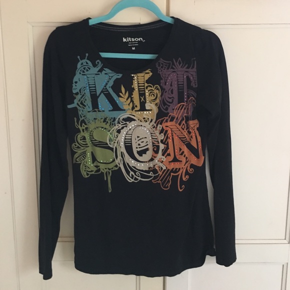 Kitson long sleeve rhinestone shirt size med
