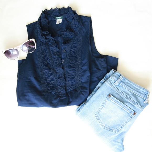 Navy J.Crew Button Up Shell Tank