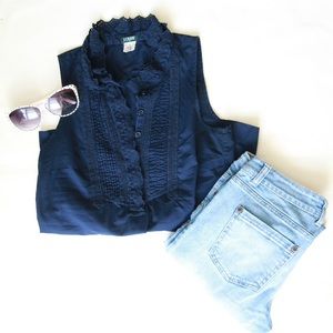 Navy J.Crew Button Up Shell Tank