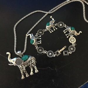 Elephant necklace, bracelet and earring  set