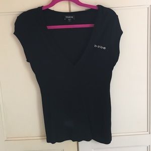Bebe size Large black rhinestone T