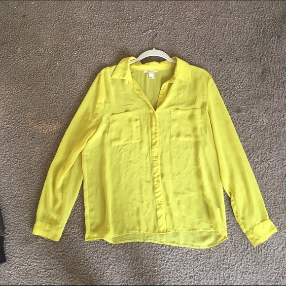 Yellow transparent collared button down